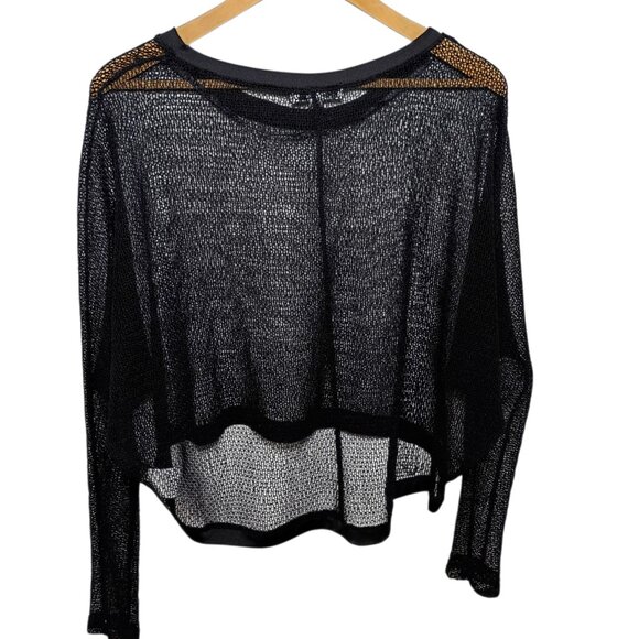 One7Six Elegant Black Mesh Top Sheer Long Sleeve Evening Blouse M - Picture 2 of 10